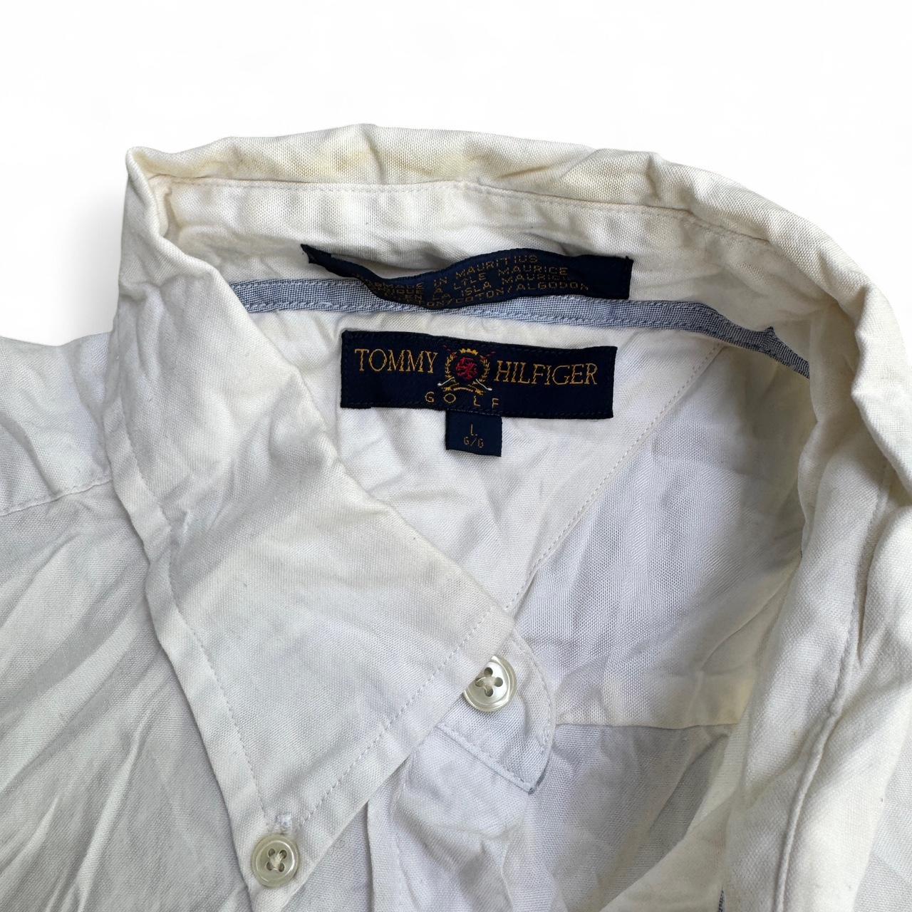 White Tommy Hilfiger golf button-up shirt