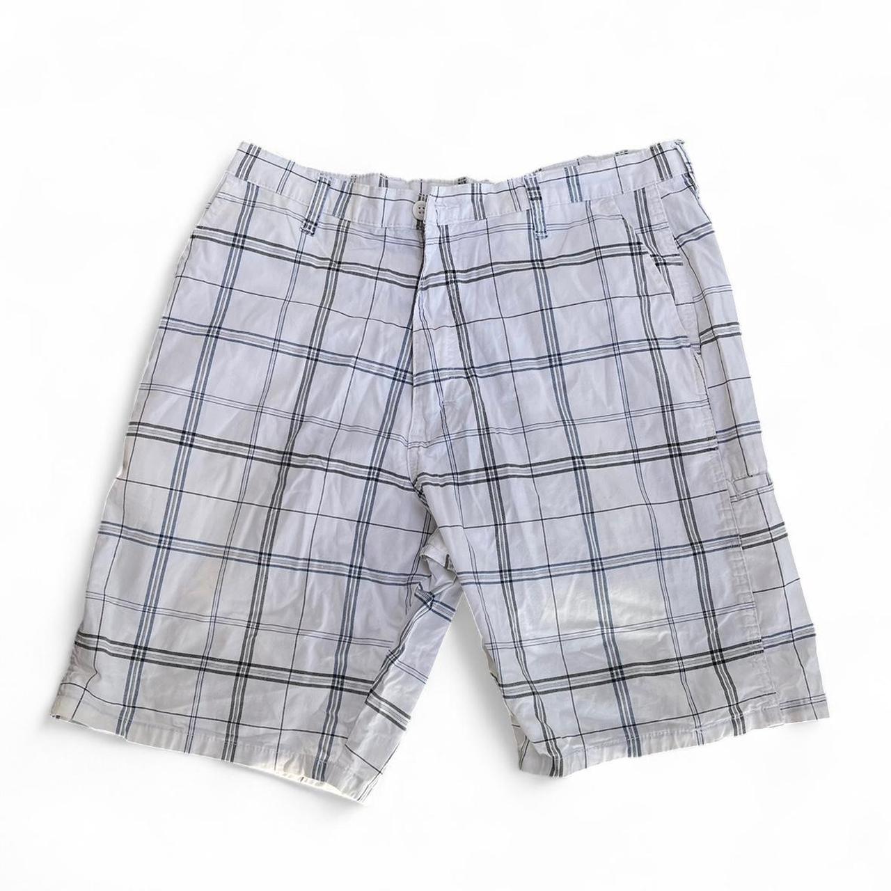 White and navy wrangler shorts
