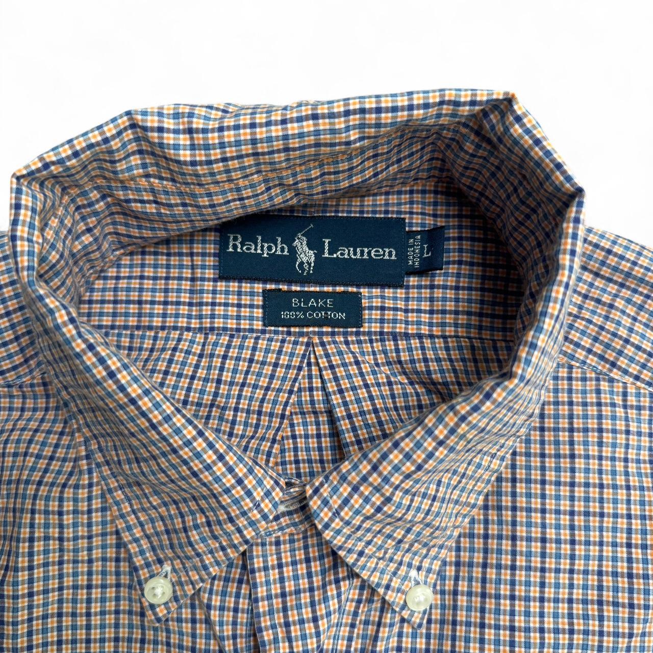 Ralph Lauren blue and orange plaid button-up shirt