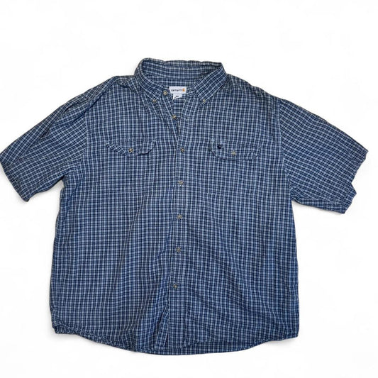 -blue carhartt vintage check button down shirt