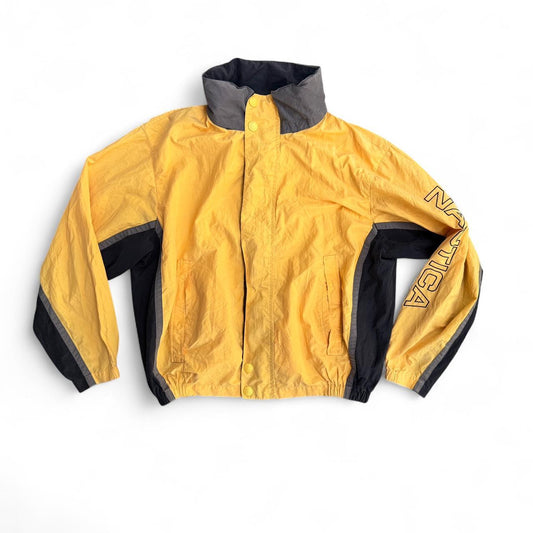 Yellow Nautica windbreaker with adjustable waist