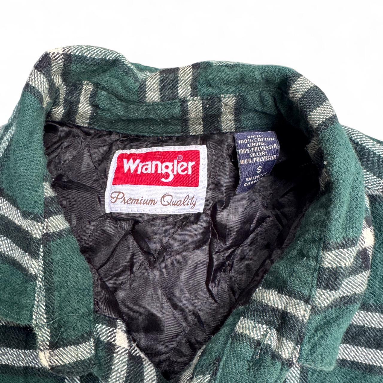 Green and white Wrangler premium quality workwear flannel shirt