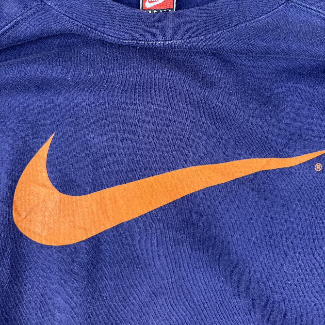 Nike crewneck sweatshirt in blue and orange swoosh