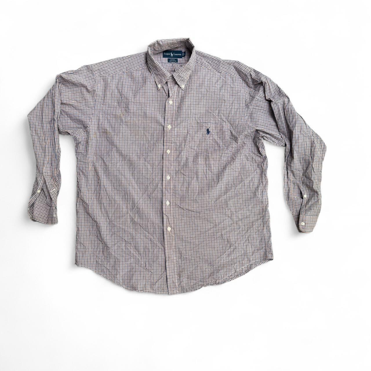 Ralph Lauren blue and orange plaid button-up shirt