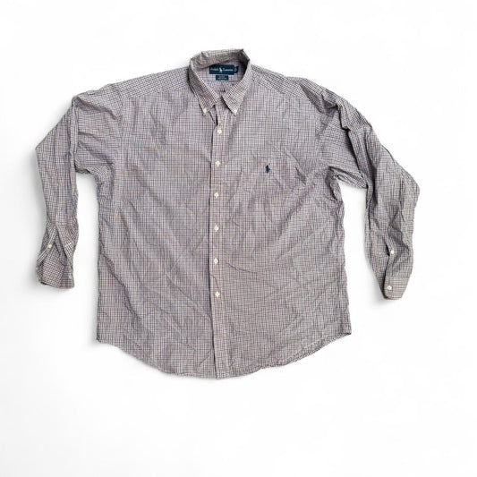 Ralph Lauren blue and orange plaid button-up shirt