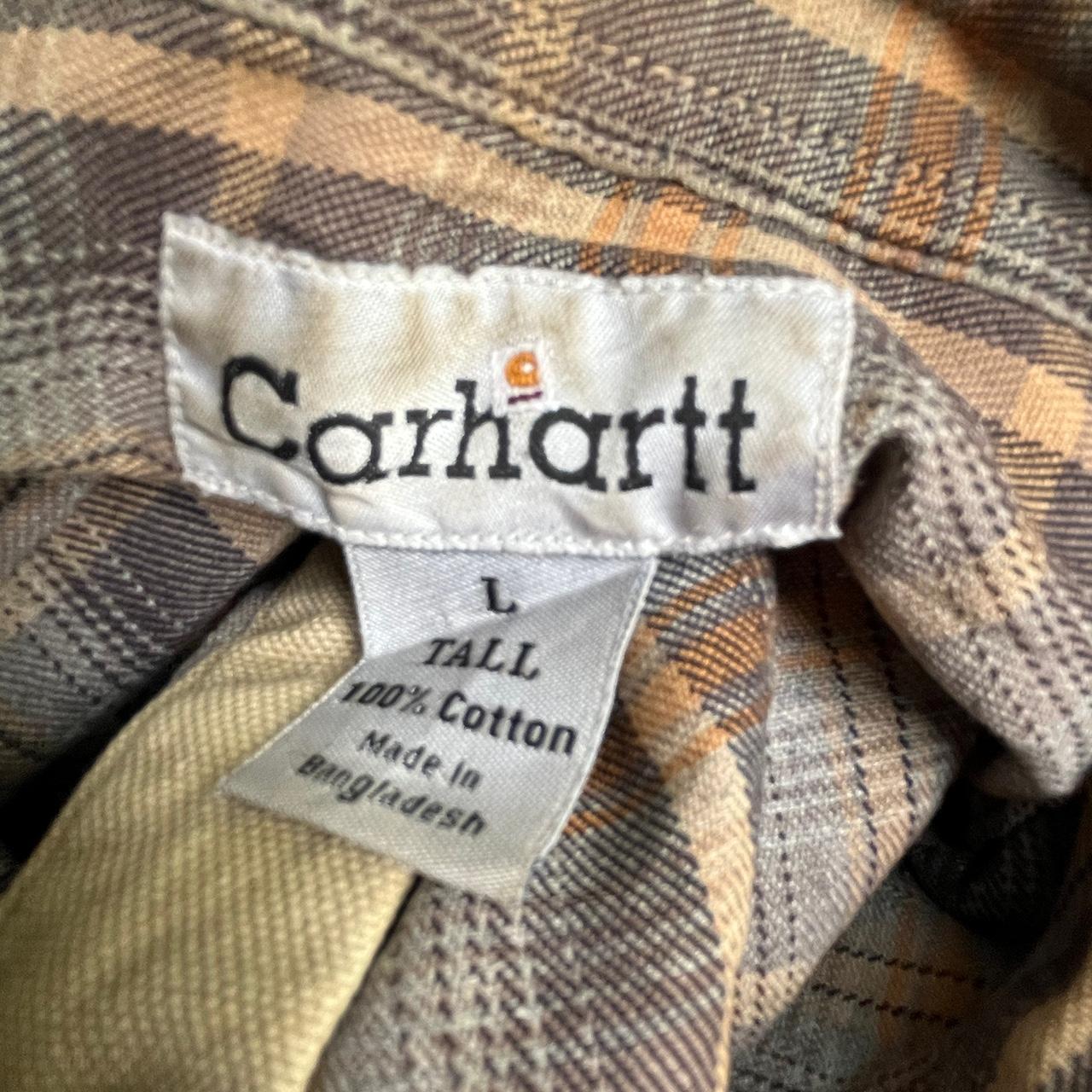 Vintage tan carhartt lined over shirt in worn condition