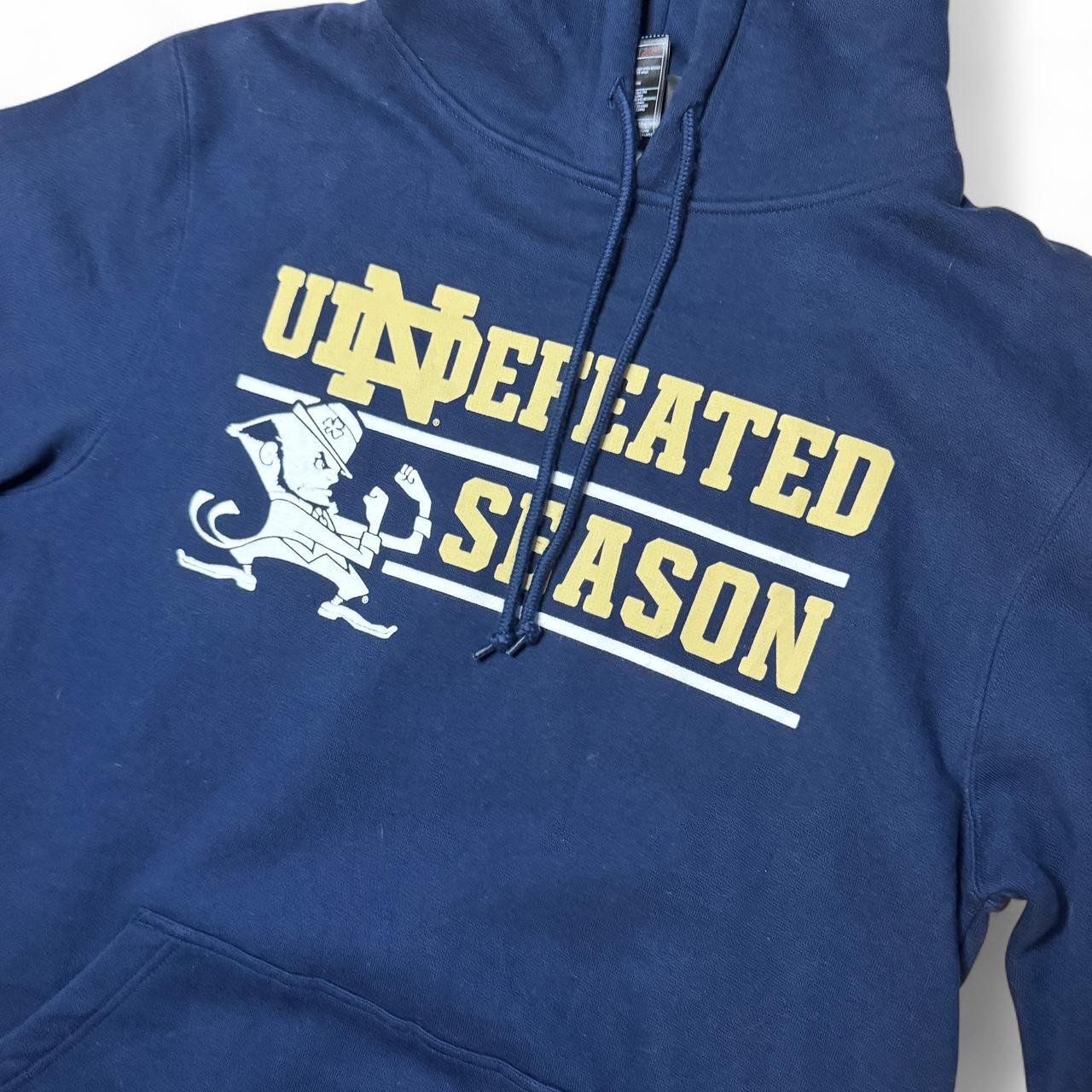 Classic vintage Notre Dame hoodie in navy blue