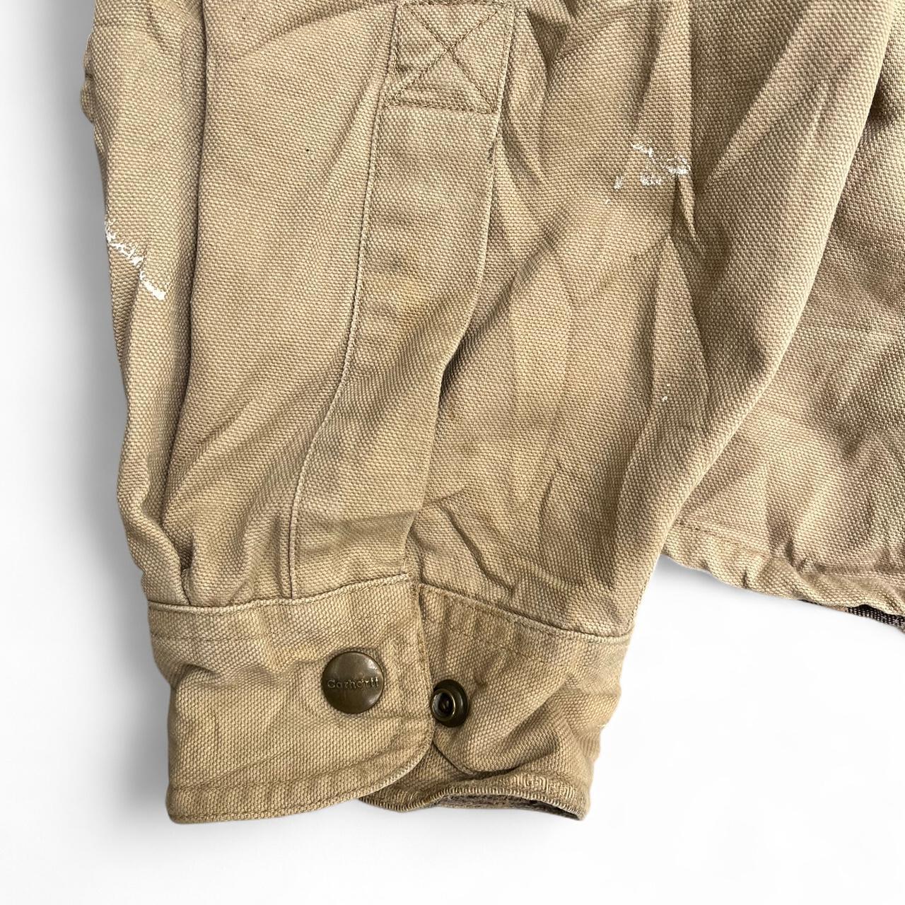Vintage tan carhartt lined over shirt in worn condition