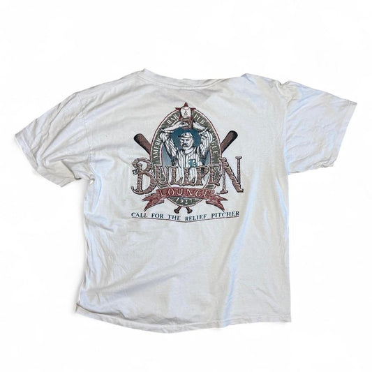 -white vintage single stitch tee bullpen lounge