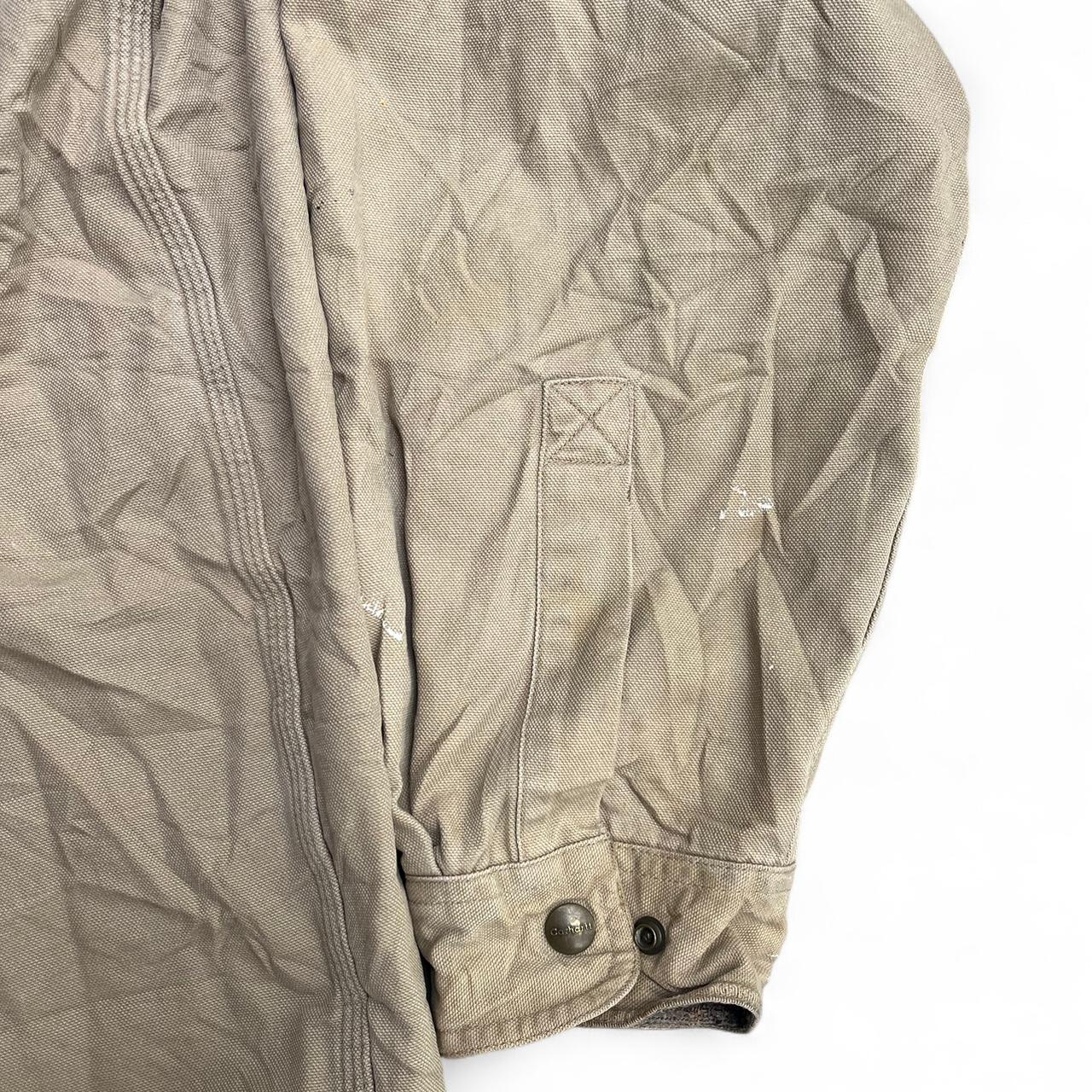 Vintage tan carhartt lined over shirt in worn condition