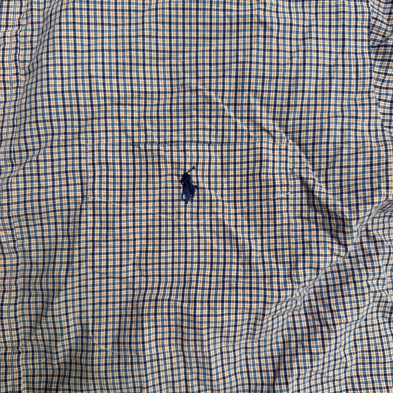 Ralph Lauren blue and orange plaid button-up shirt