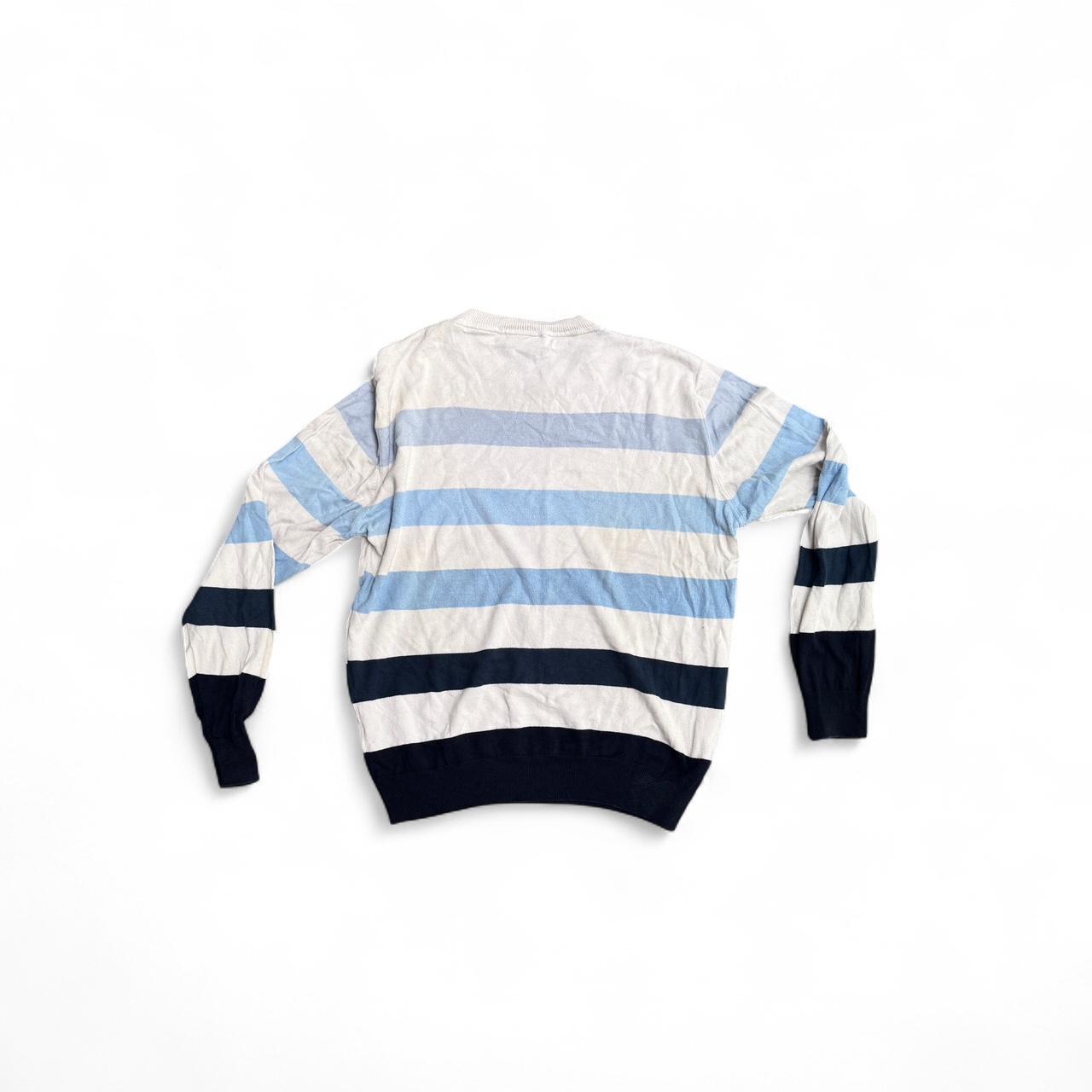 Lacoste blue and white striped sweater