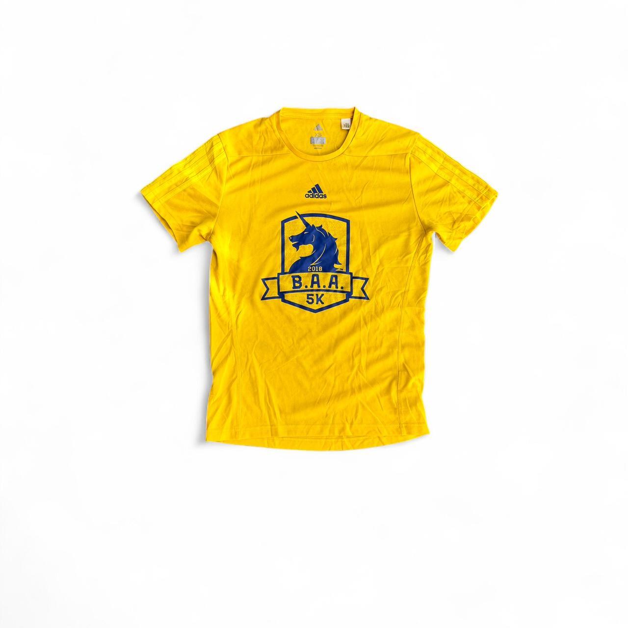 Yellow Adidas BAA 5K t-shirt