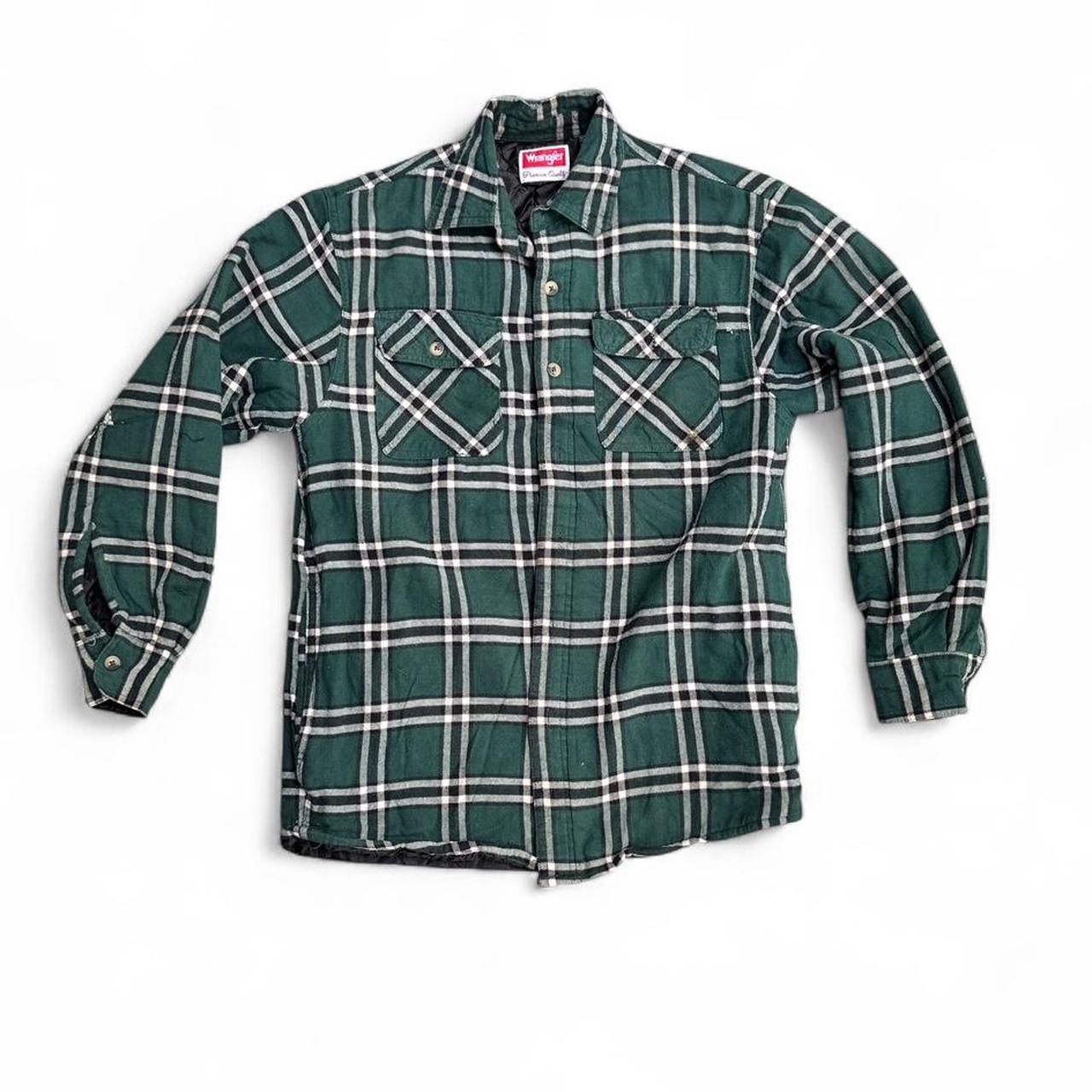 Green and white Wrangler premium quality workwear flannel shirt