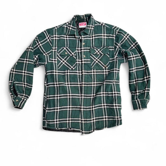 Green and white Wrangler premium quality workwear flannel shirt