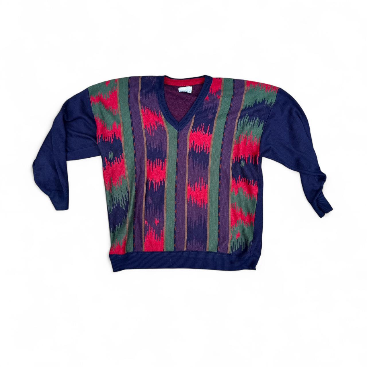 Vintage patterned V-neck jumper