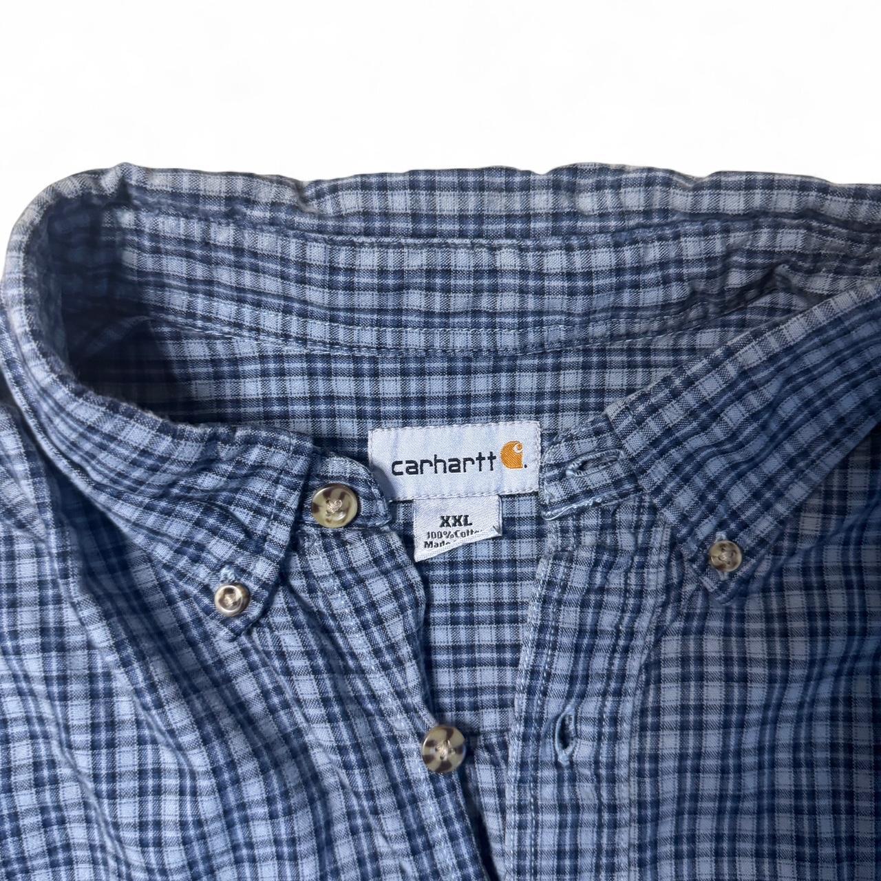 -blue carhartt vintage check button down shirt