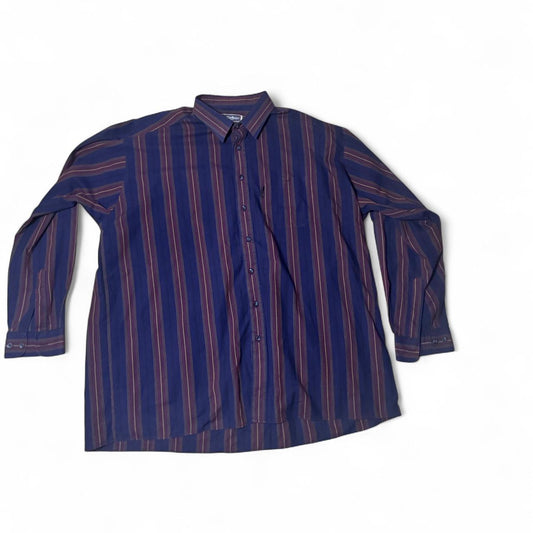 -Blue & red striped button-down shirt