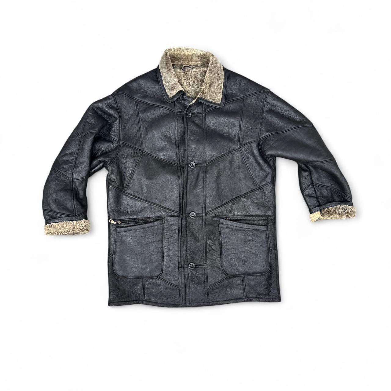Leather shearling lined jacket