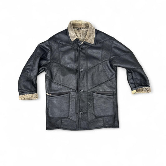 Leather shearling lined jacket