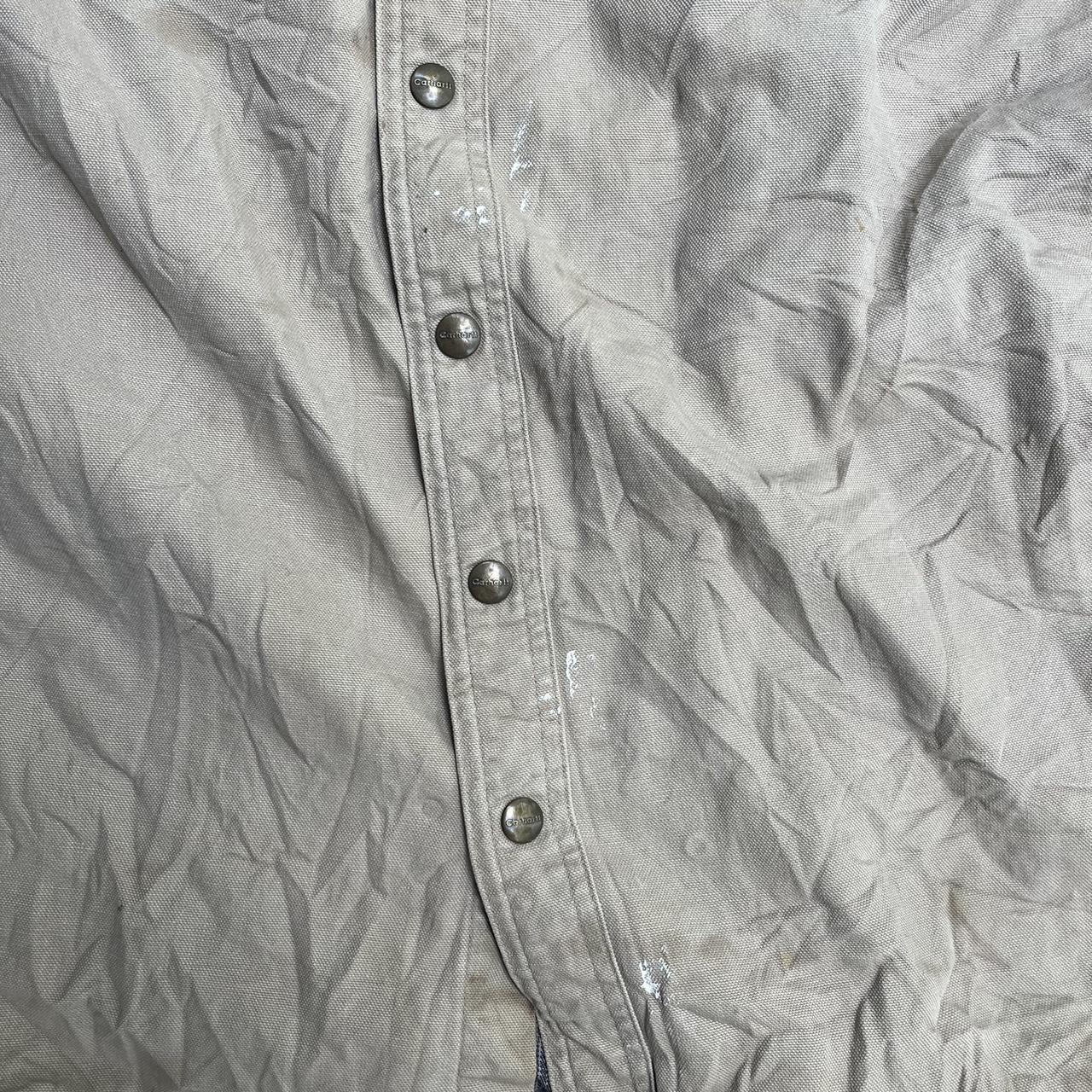 Vintage tan carhartt lined over shirt in worn condition