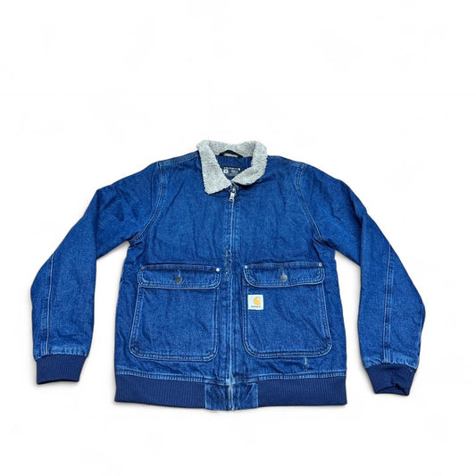 Carhartt Denim Sherpa Jacket – Size Medium – Paint Marks on Front