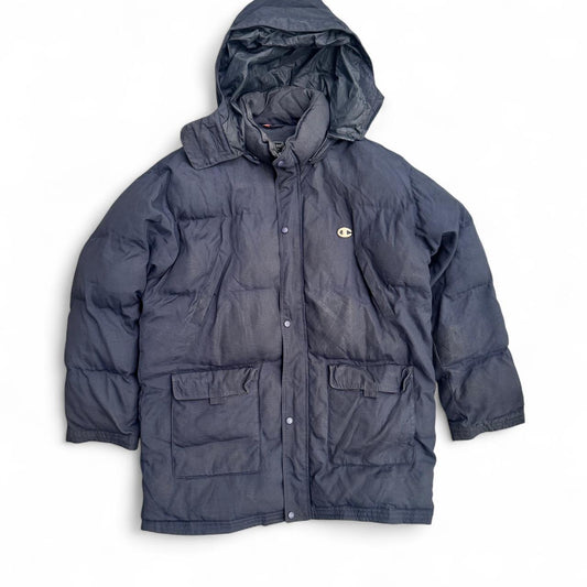 Champion navy puffer coat with hood