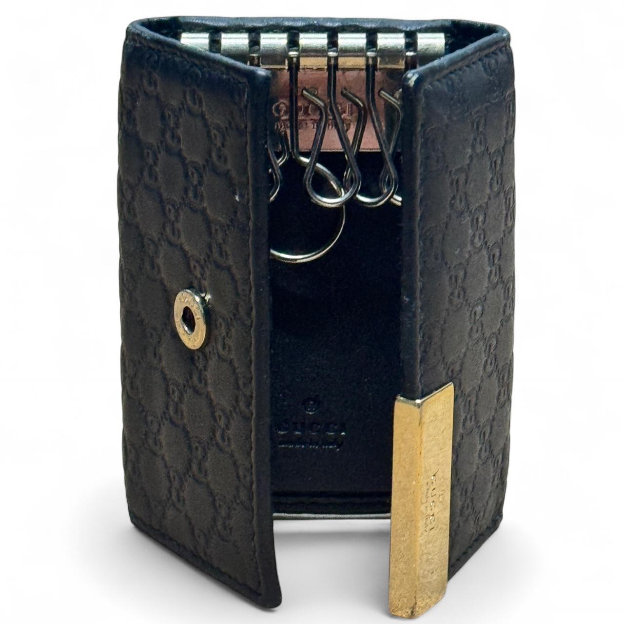 Gucci Black Leather GG Key Holder