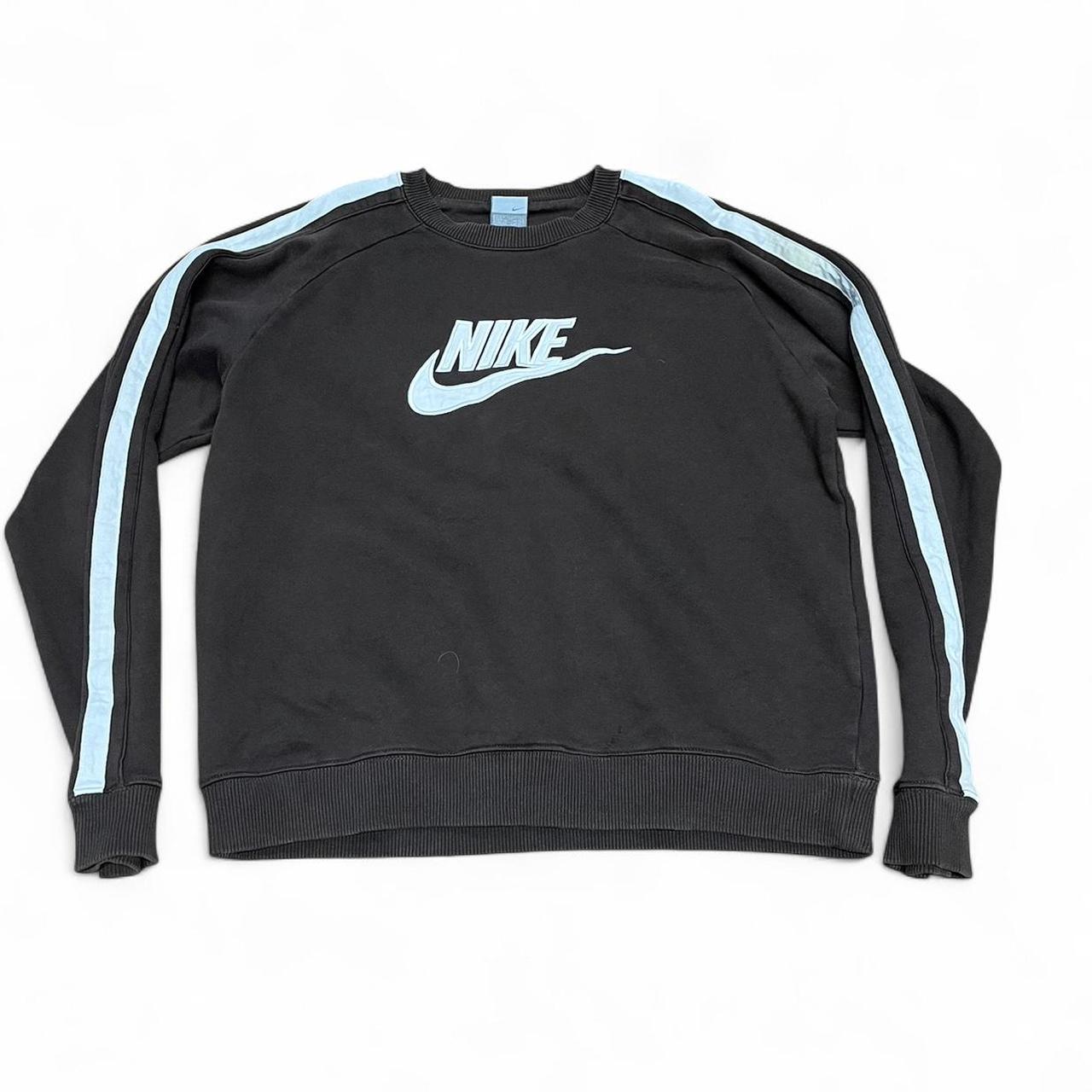 Brown Nike Sweatshirt – white striped Sleeves – Classic Swoosh Logo