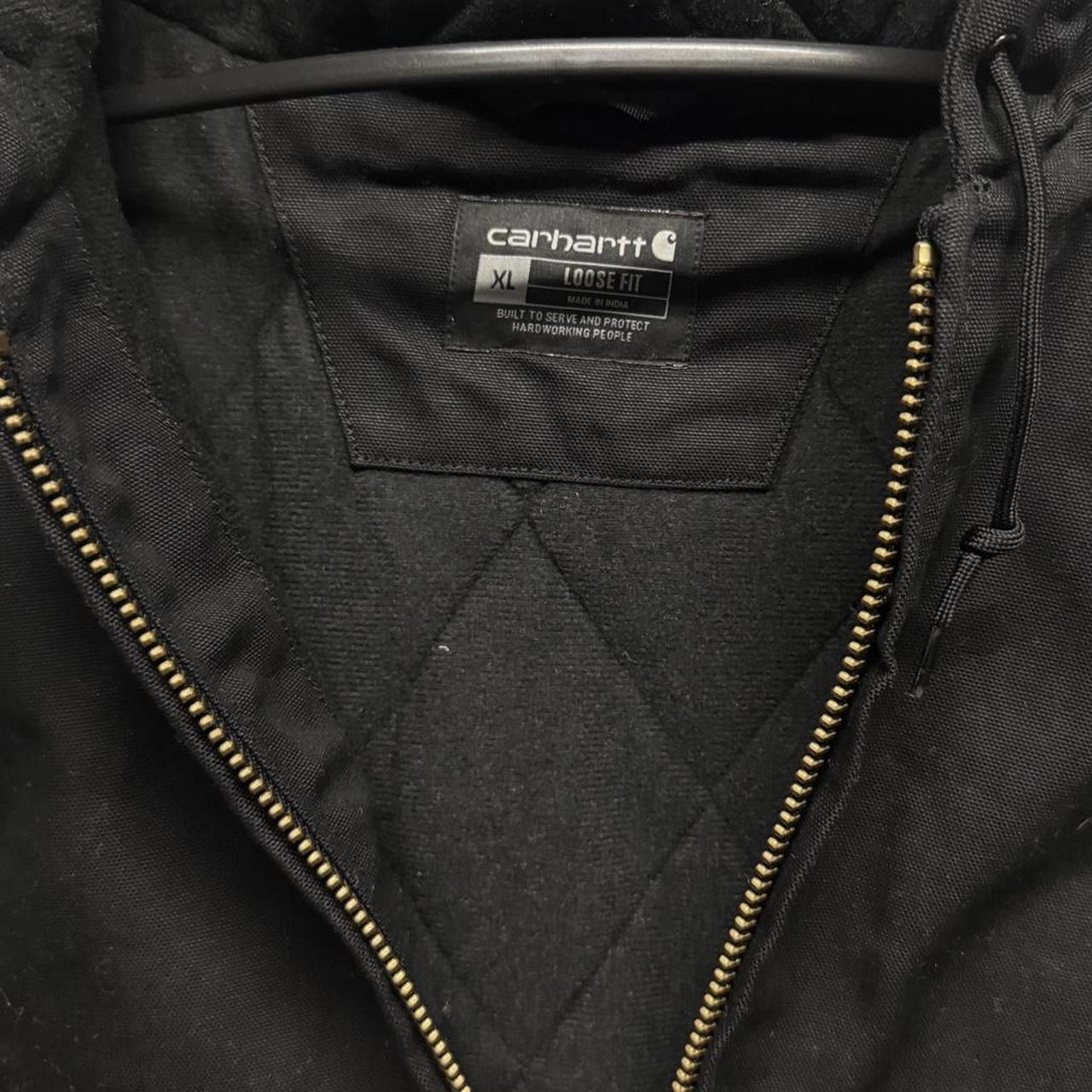 Carhartt Black Active Jacket Gold Zip Quilted Lined Size XL Loose Fit