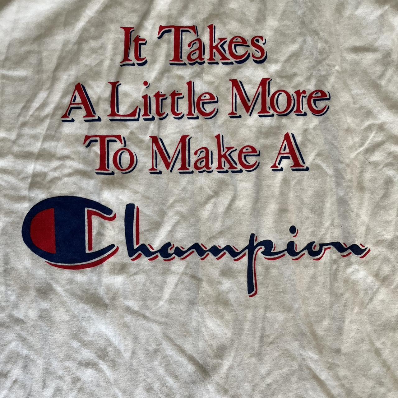 White Champion graphic T-shirt in size XXL