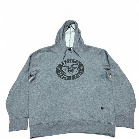 Grey Oakley Hoodie – Track & Field Graphic – Vintage Sport Style