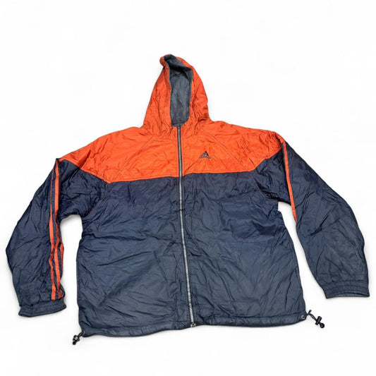 Adidas Reversible Hooded Jacket – Grey & Orange – Large (90s)