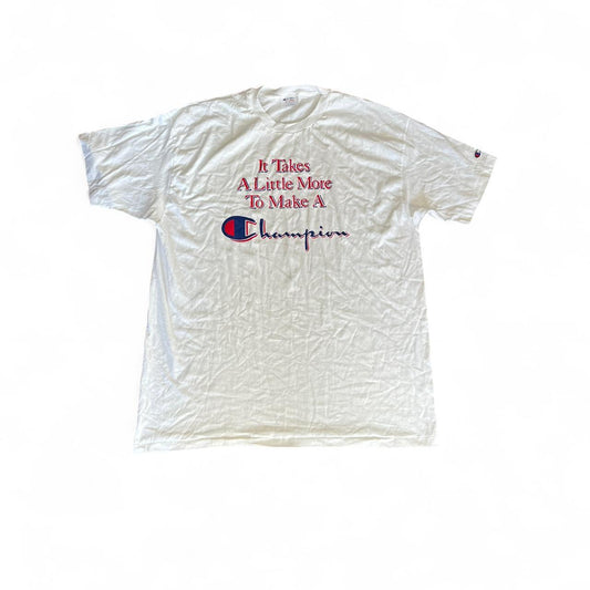 White Champion graphic T-shirt in size XXL
