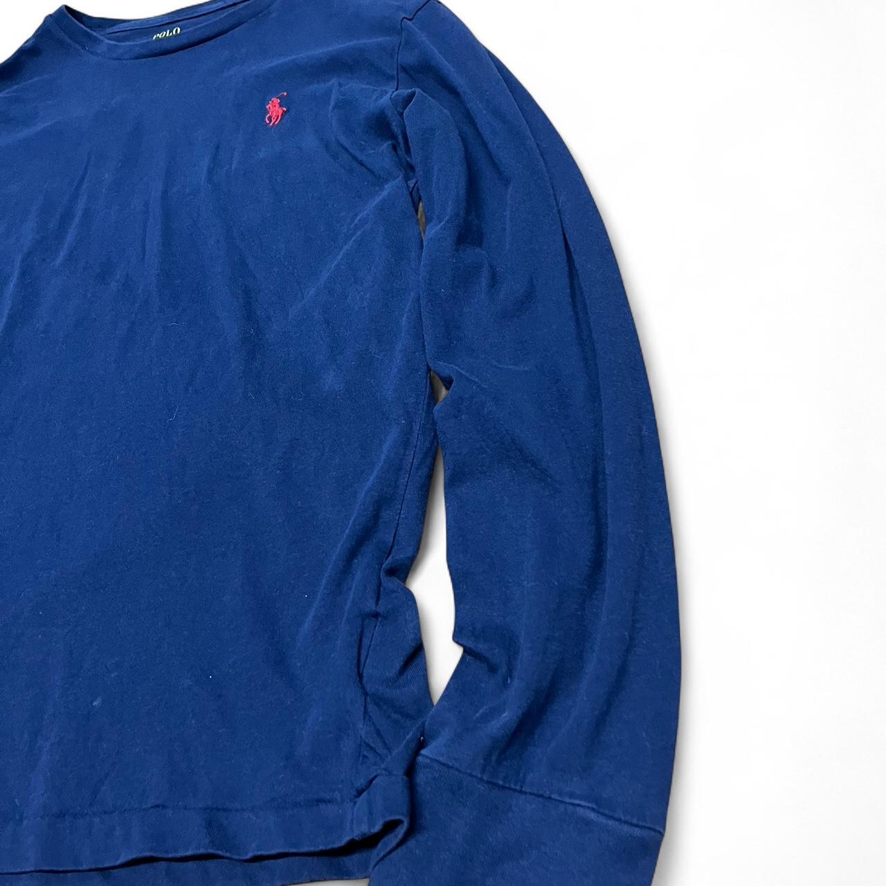 Navy Ralph Lauren Long Sleeve Tee – Red Pony Logo – Classic Essential
