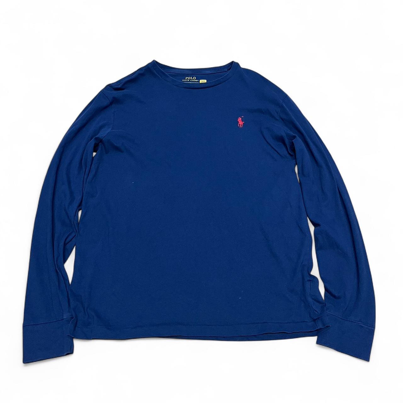 Navy Ralph Lauren Long Sleeve Tee – Red Pony Logo – Classic Essential