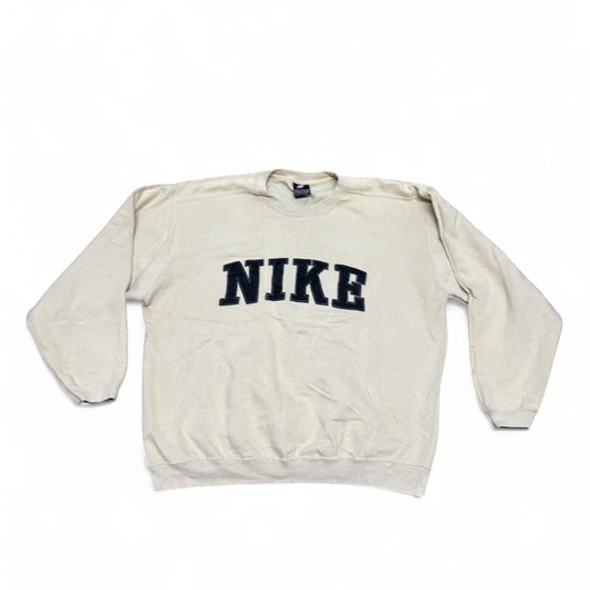 Vintage Nike 90s Cream Spell Out Crewneck – Large