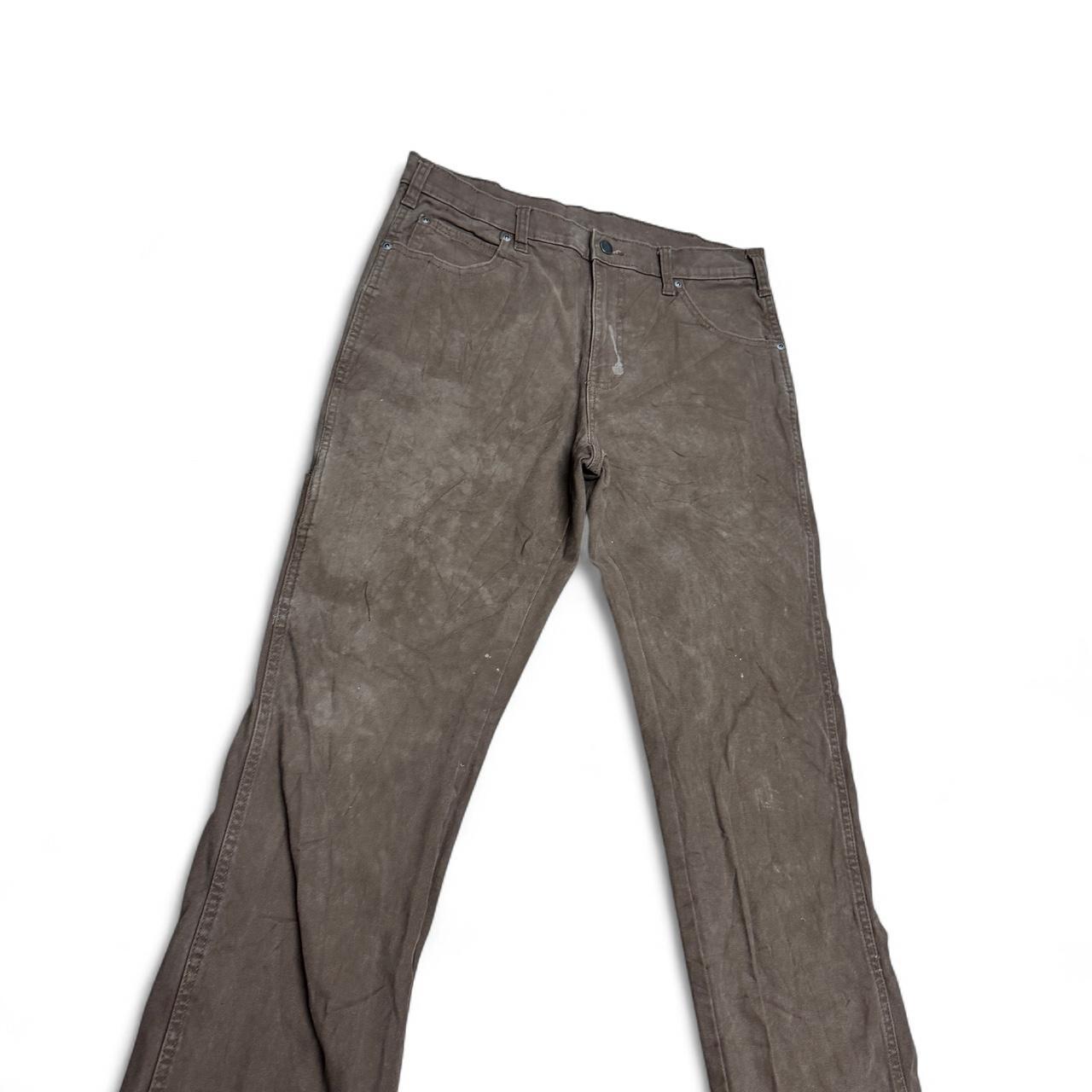 Brown washed Dickies workwear trousers in size 32x32