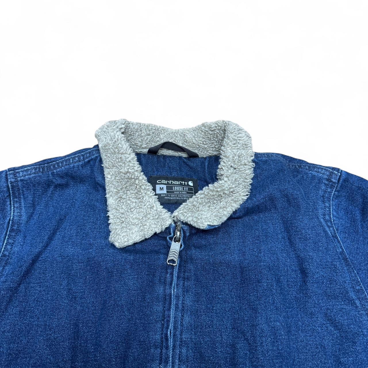 Carhartt Denim Sherpa Jacket – Size Medium – Paint Marks on Front