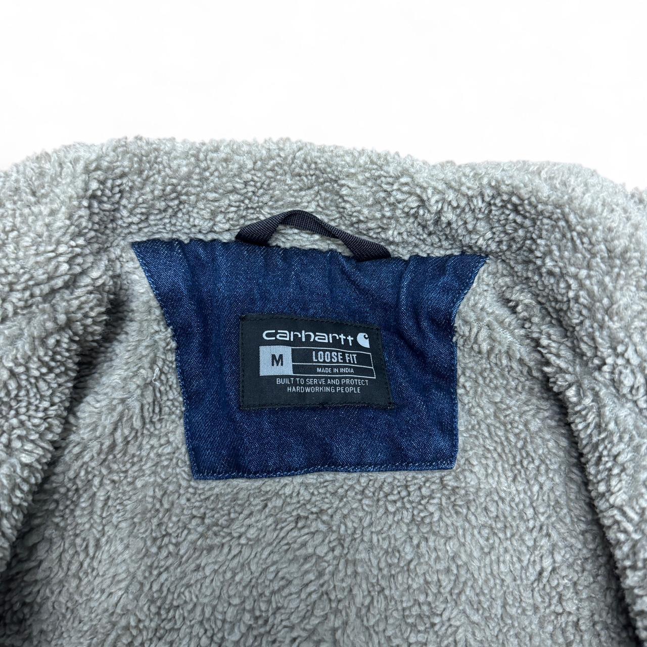 Carhartt Denim Sherpa Jacket – Size Medium – Paint Marks on Front