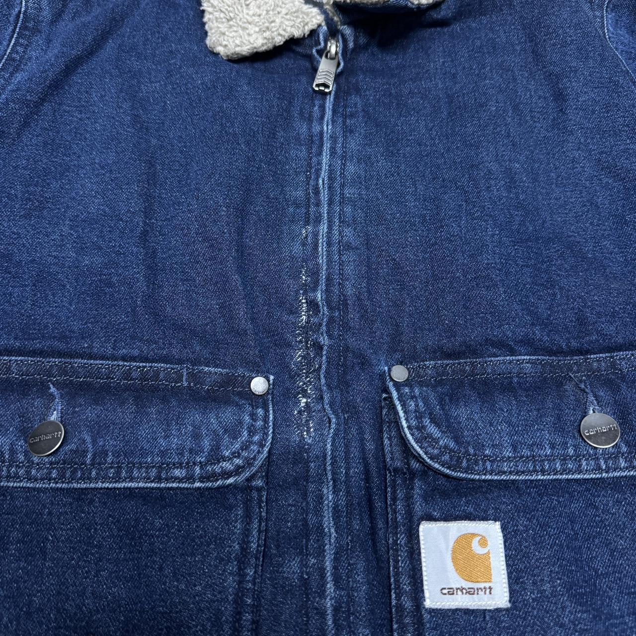 Carhartt Denim Sherpa Jacket – Size Medium – Paint Marks on Front