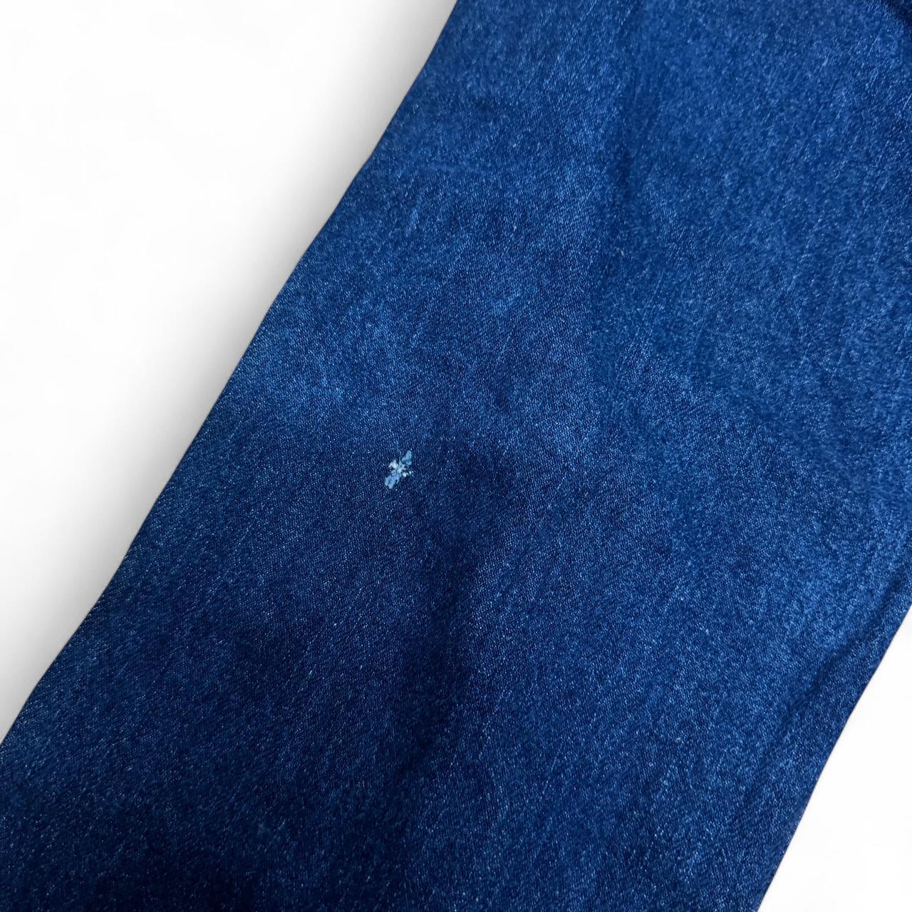 Dickies blue denim jeans in size 30x30 with noticeable discolouring and signs of previous repair