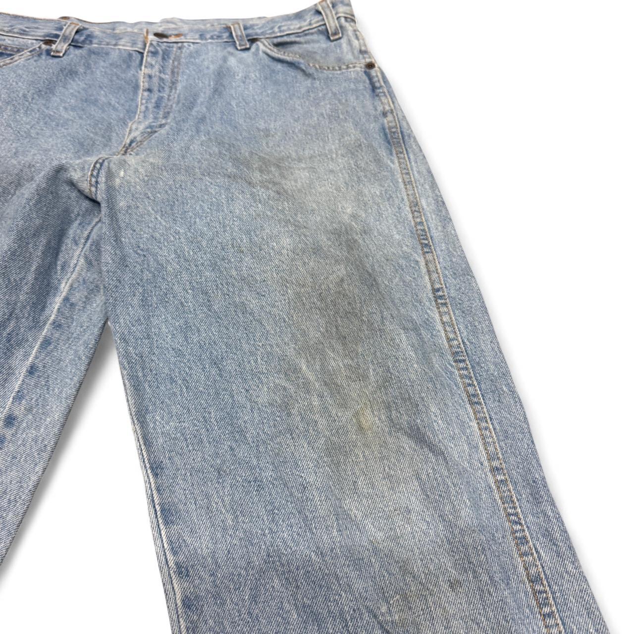 Blue Dickies jeans in size 36x34 with lots of marks and clear signs of wear