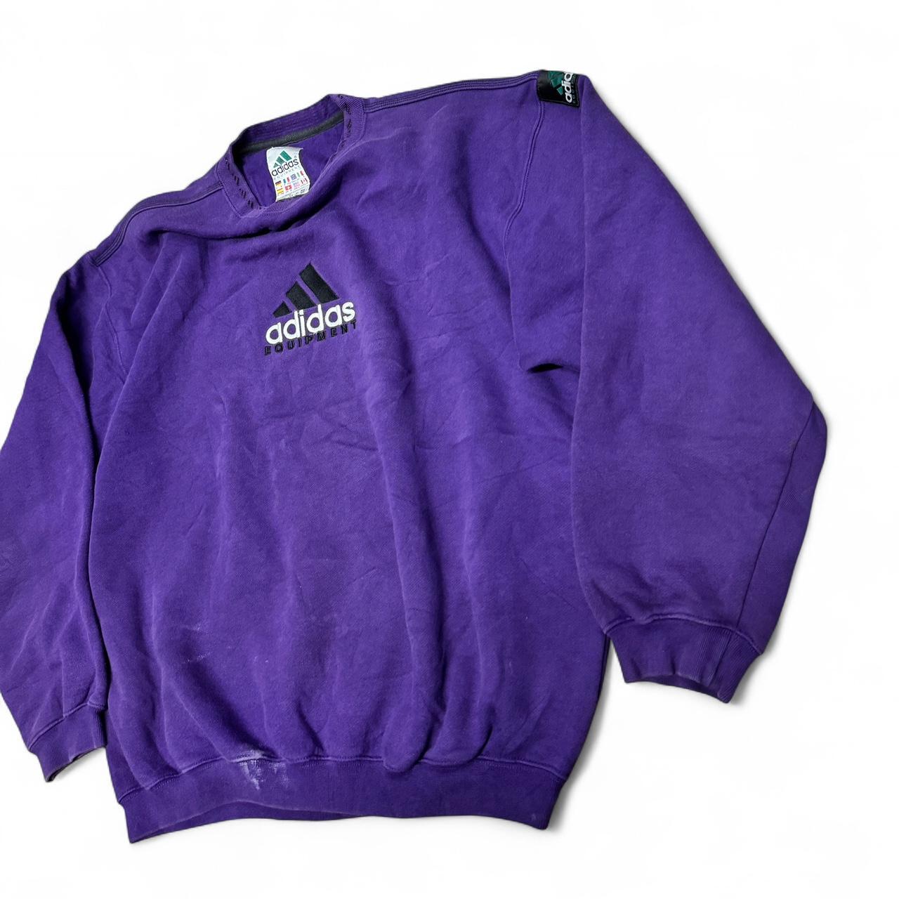 Vintage Adidas Equipment Purple Spell Out Jumper – Large