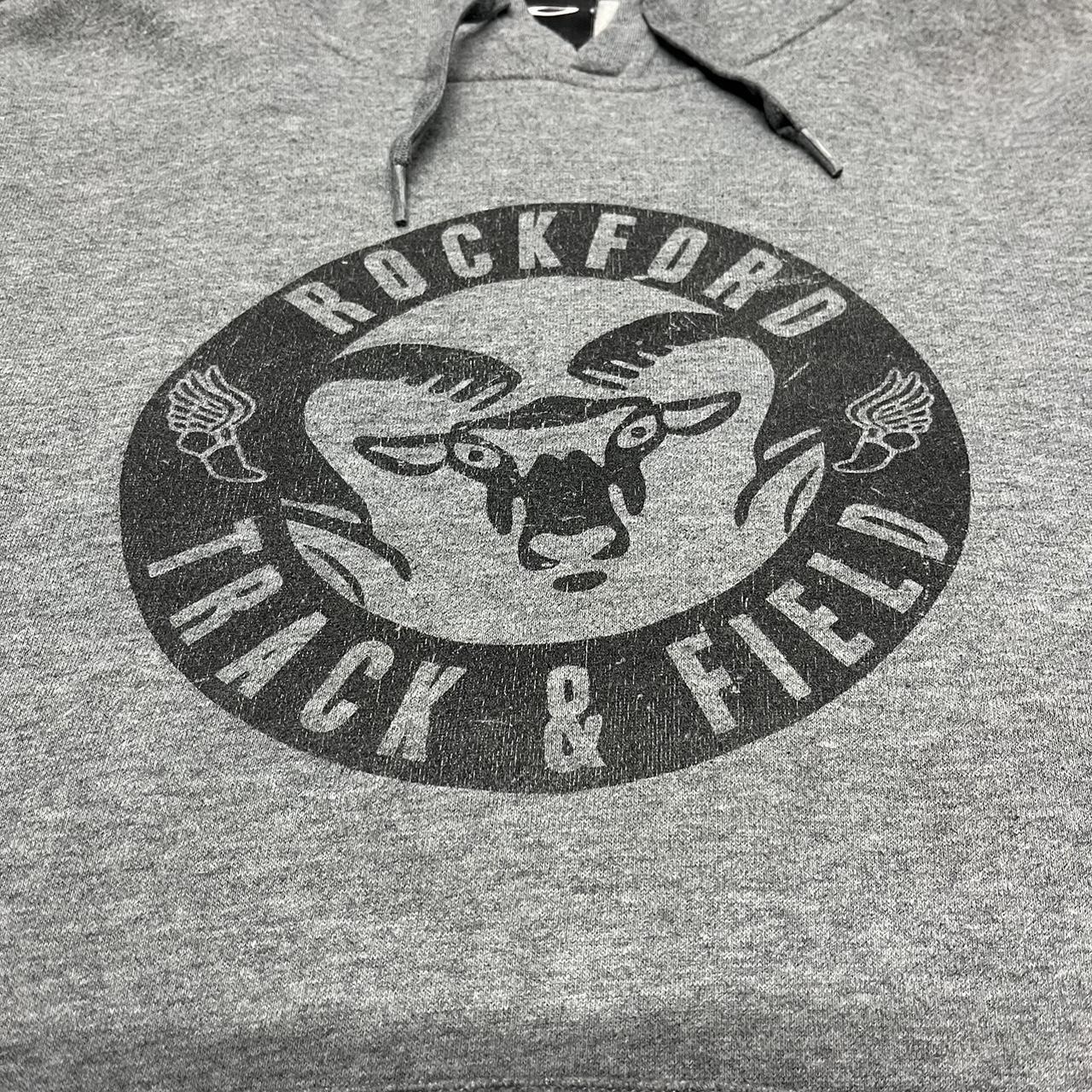 Grey Oakley Hoodie – Track & Field Graphic – Vintage Sport Style