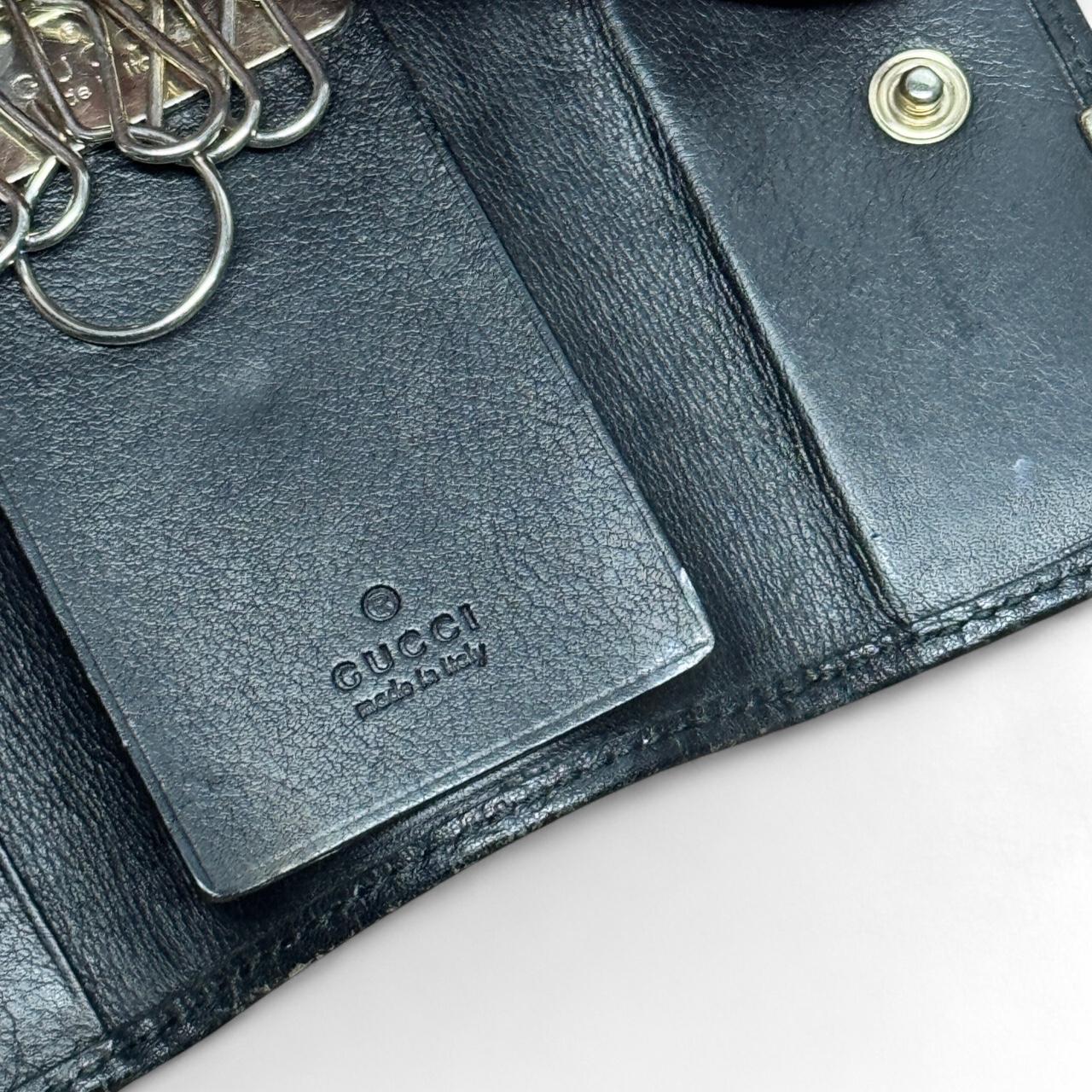 Gucci Black Leather GG Key Holder