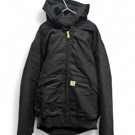 Carhartt Black Active Jacket Gold Zip Quilted Lined Size XL Loose Fit