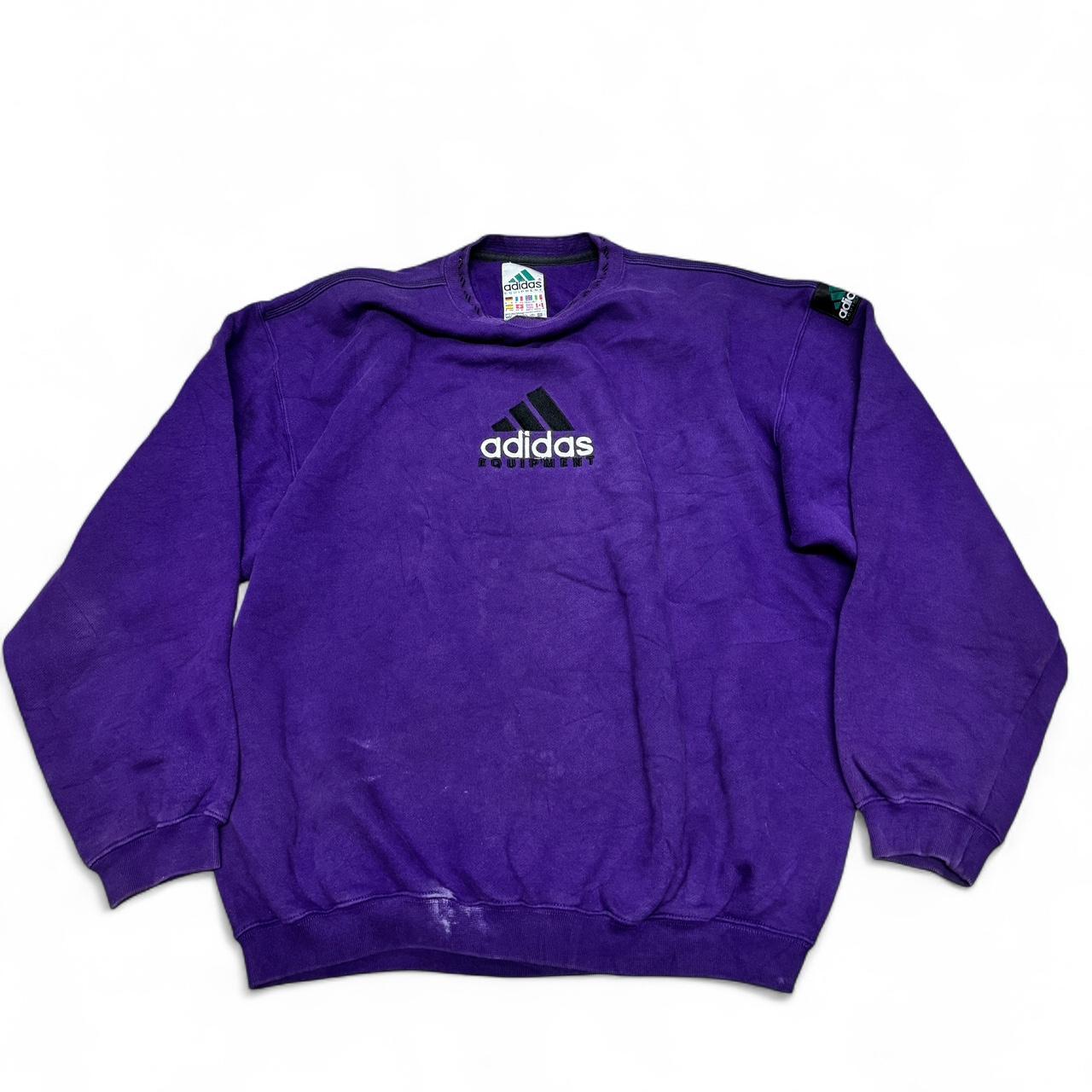Vintage Adidas Equipment Purple Spell Out Jumper – Large