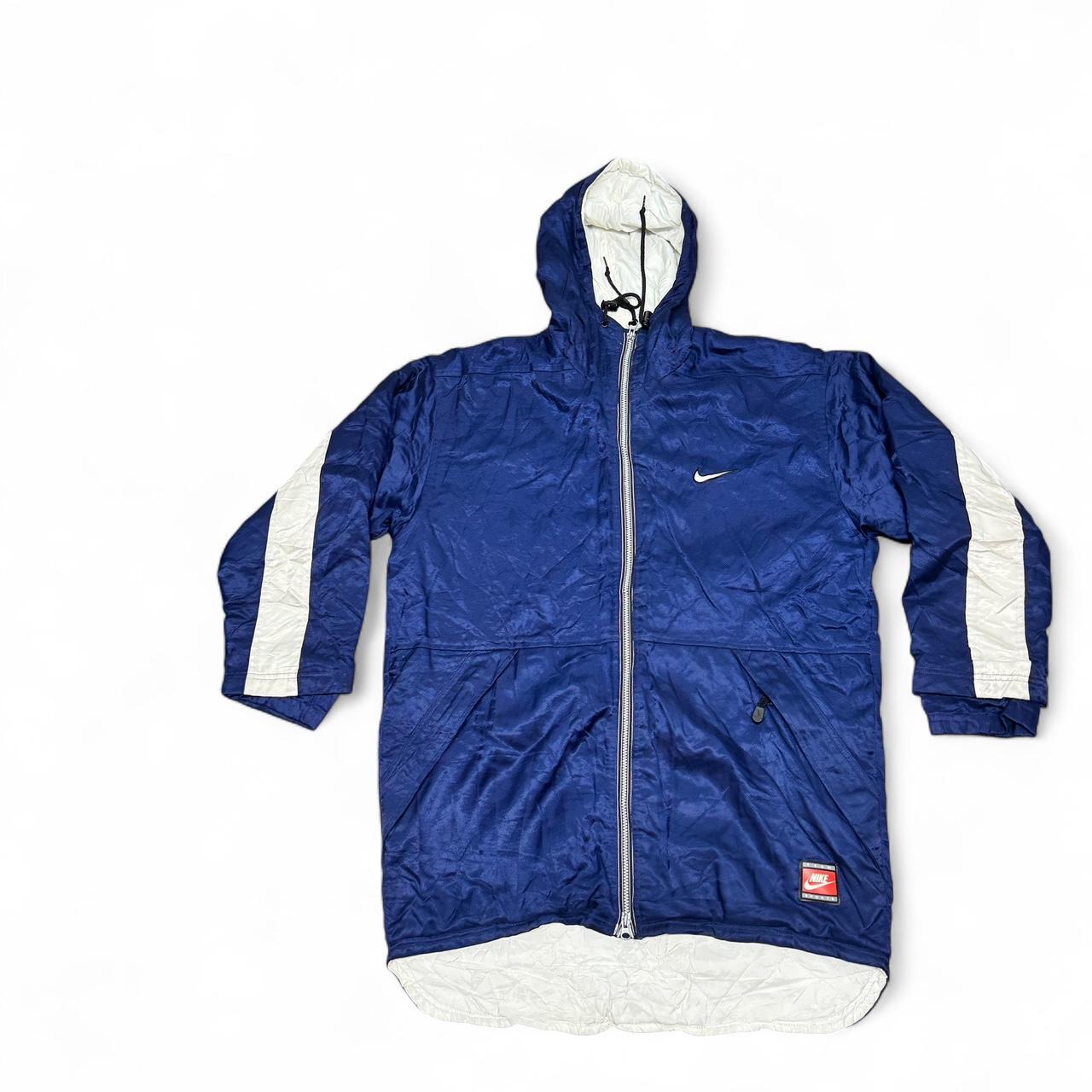 90s Nike Blue & White Full Zip Hooded Jacket – Size XL