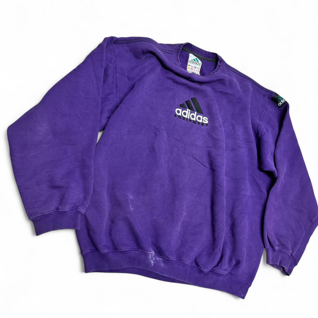 Vintage Adidas Equipment Purple Spell Out Jumper – Large